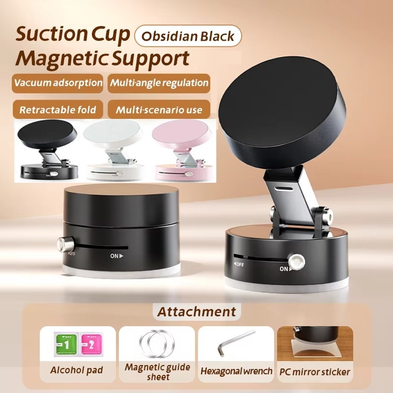 360°Suporte dobrável para celular Suporte magnético de adsorção de carro a vácuo dupla fac...