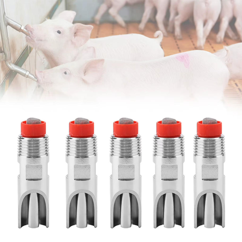 Kit 5 Bebedor Automático De Porco Mamilo Em Aço Inoxidável