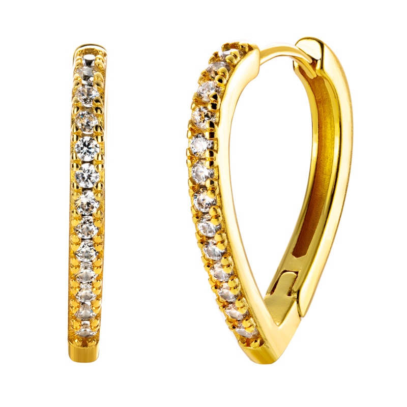 AnuClub Brincos Coração em Prata Banhada a Ouro - Luxo com Precisão Milimétrica Frete Grátis em Oferta na Shopee