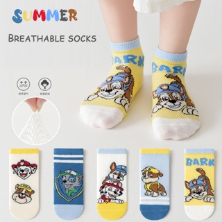 5 Pares Meias Crianças Fofas De Tubo Médio  ﻿ Meias De Bebê  Elásticas De Patrulha Canina  Primavera/Verão Criança De Cor Sólida Respirável 1-12 Anos De Idade em Oferta na Shopee