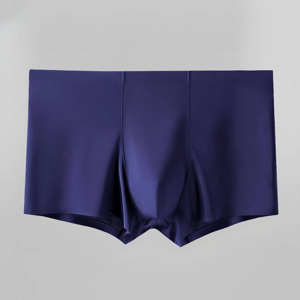 Boxers Masculinos De Seda Gelada , Cor Sólida , Peça Única , Sem Costura , Respirável , Cintura Média — imagem 2 de 2