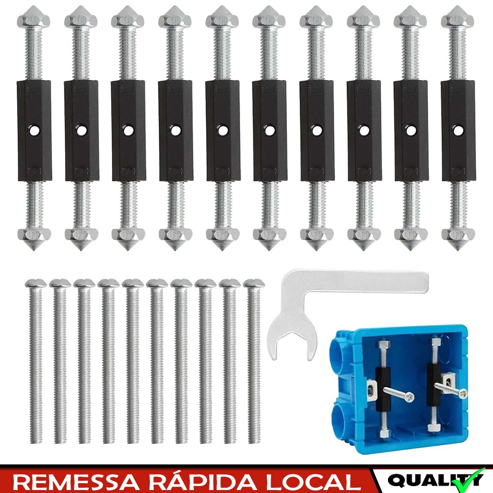 10 Peças Kit De Reparo De Tomada Suporte 86 Barra Parafuso Salva-Caixa Elétrica Parede Interruptor, aprox 69-85mm