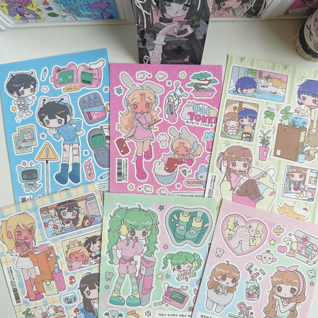 Adesivos Coreanos Fofos E Legais Japoneses Shibuya Girl De Personagens Kawaii Manual Diário Notebook Planejador Scrapboo