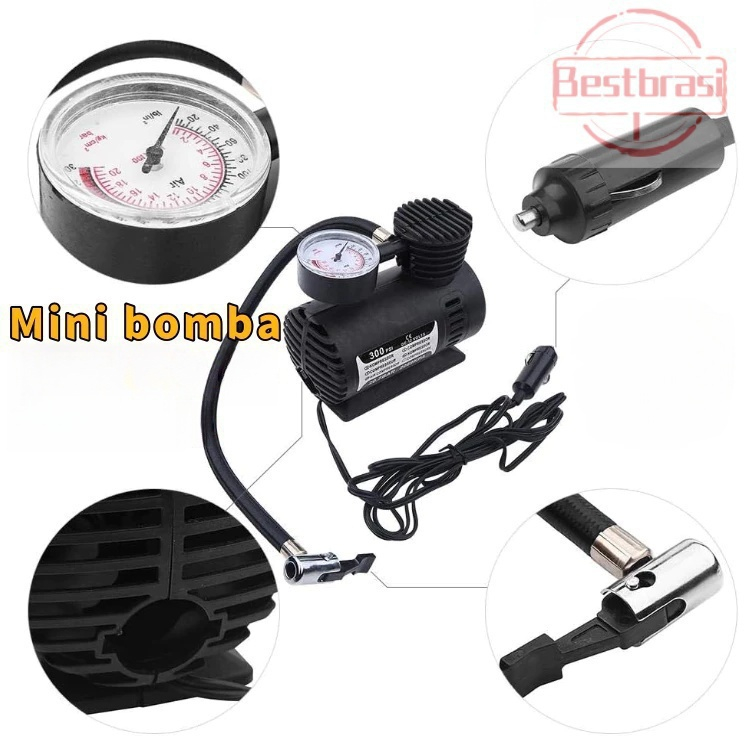 Mini Compressor de ar 300psi 12v adaptador de 3 bicos adequado para carros pneus motocicletas bicicletas