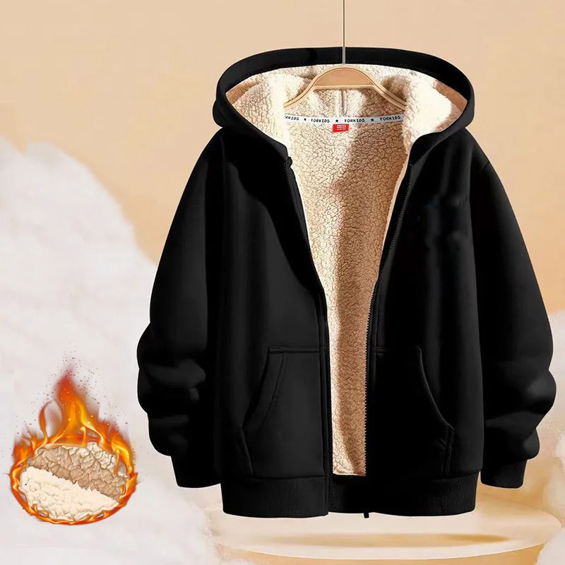 Novos Meninos Meninas Jaquetas Crianças Acolchoado Engrossado Casacos De Lã De Cordeiro Inverno Quente Com Capuz Hoodies