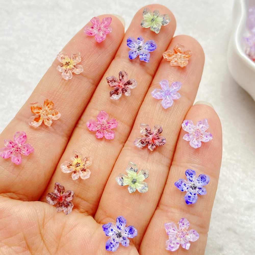 50 Peças De Resina De Unhas Mistas mini Flor De Cerejeira Colorida Decorações DIY Artesanato Decoração Joias 3D em Oferta na Shopee