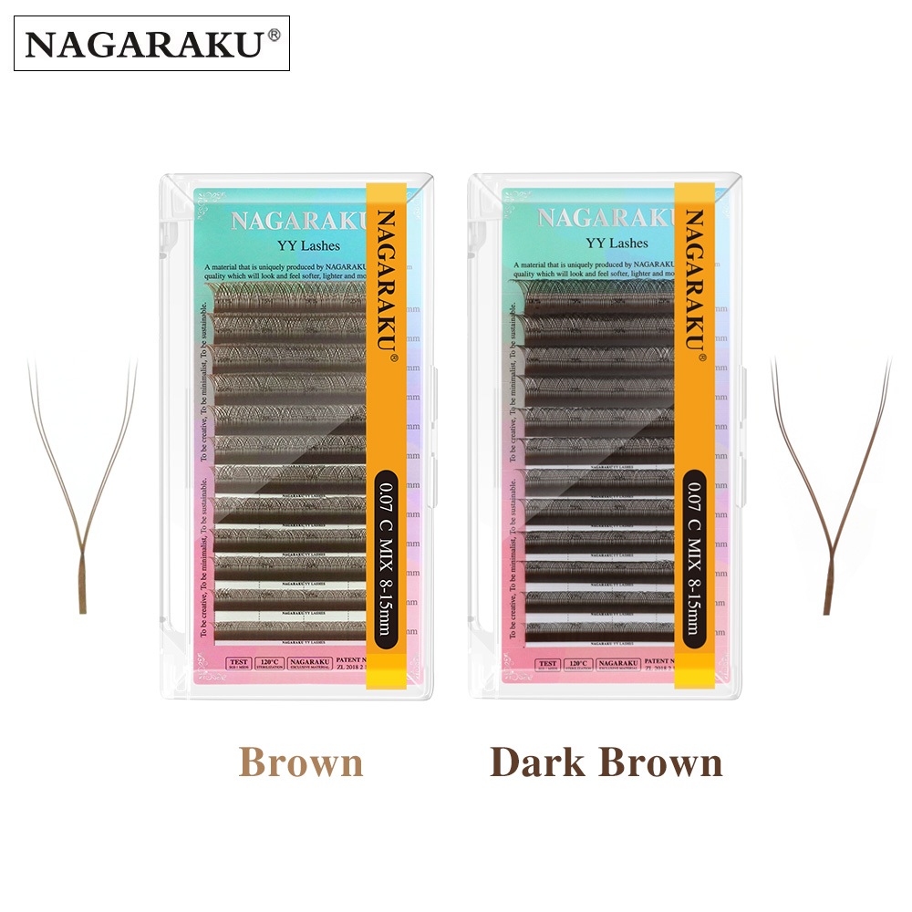 NAGARAKU YY Extensões De Pestanas De Cor Marrom Dicas Divididas Em Forma Y Falsos Cílios - Beauty