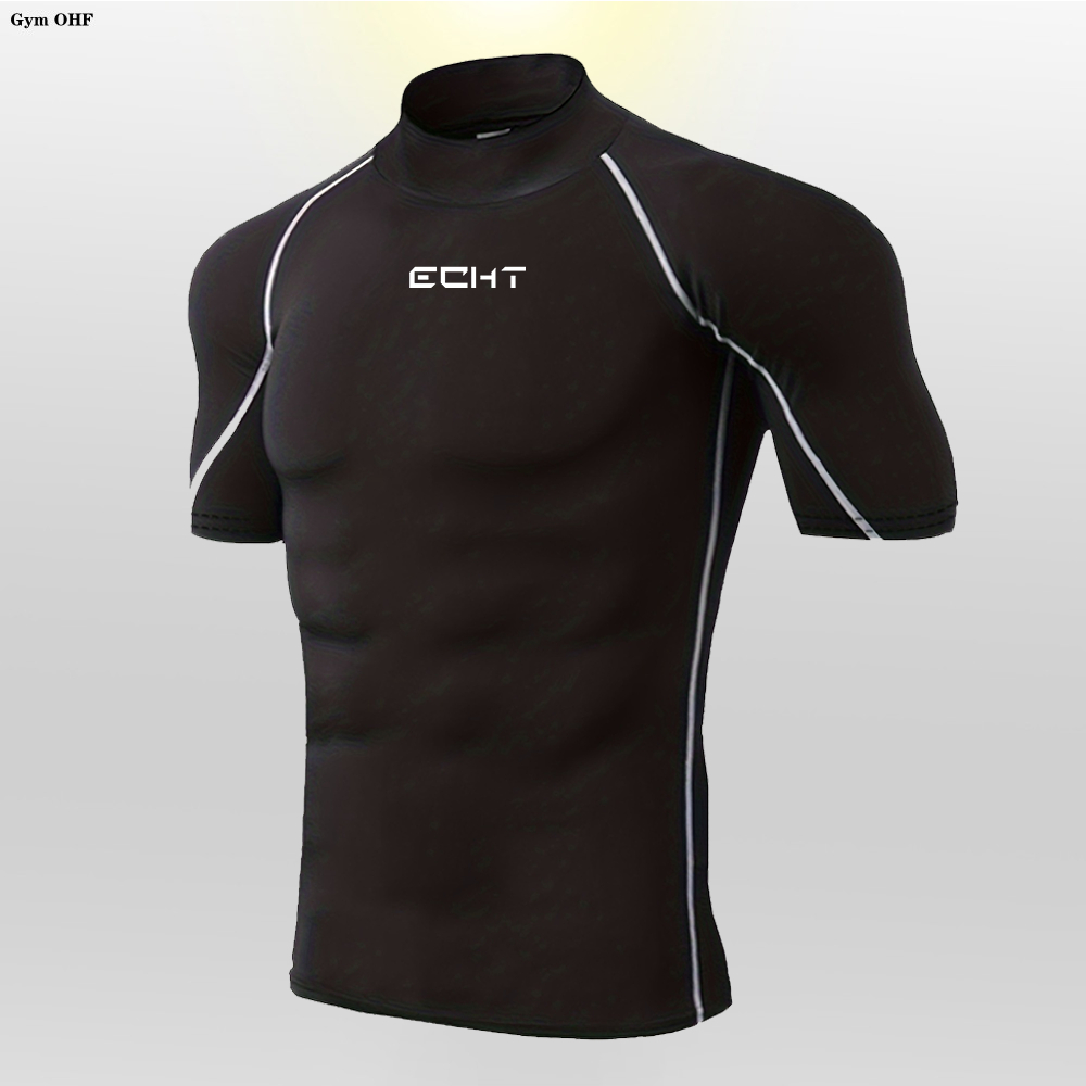 Primavera Verão Moda Masculina Camiseta Gola Alta Manga Curta Fitness Topo Casual Esportes T Camisa Esportiva em Oferta na Shopee