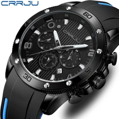 Relógio Masculino De Moda Masculina De Luxo CRRJU Top Waterproof Chronograph 2295X