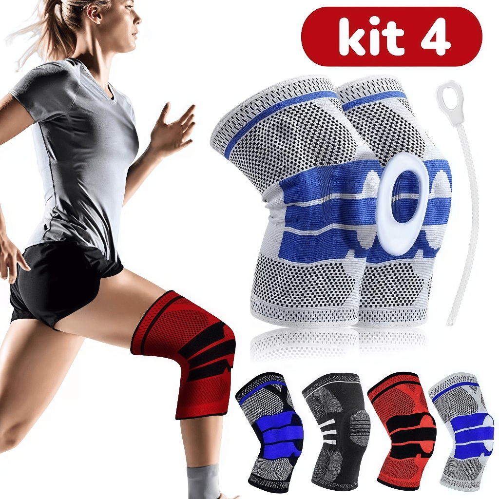 Joelheira Compressão Flexivel 3D Ortopedica Esportiva Anel e Haste Flexivel Treino Alívio Dor Joelho -MILLION