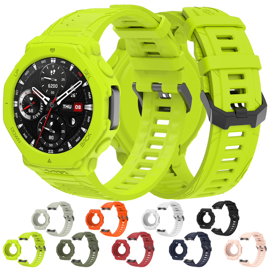 Para Amazfit T-REX 3 Silicone Cinta Caso Cores Capa Protetora Escudo Quadro Pára-Choques Protetor Smartwatch Embalagem A