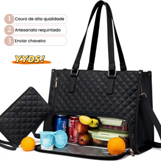 Bolsa termica feminina trabalho compartimento almoco espaco notebook 15.6 polegadas prova ...