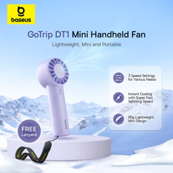 Baseus GoTrip DT1 Verão Mini Ventilador Portátil USB Recarregável Turbo Resfriamento Ajustável Vento Forte