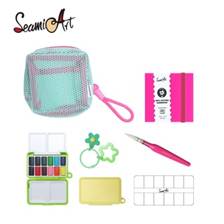 SeamiArt 12 Cores Portátil Viagem Aquarela Sólida SS25 Desenho Conjunto De Presente Com Armazenamento Bolsa Pintura Pinc em Oferta na Shopee