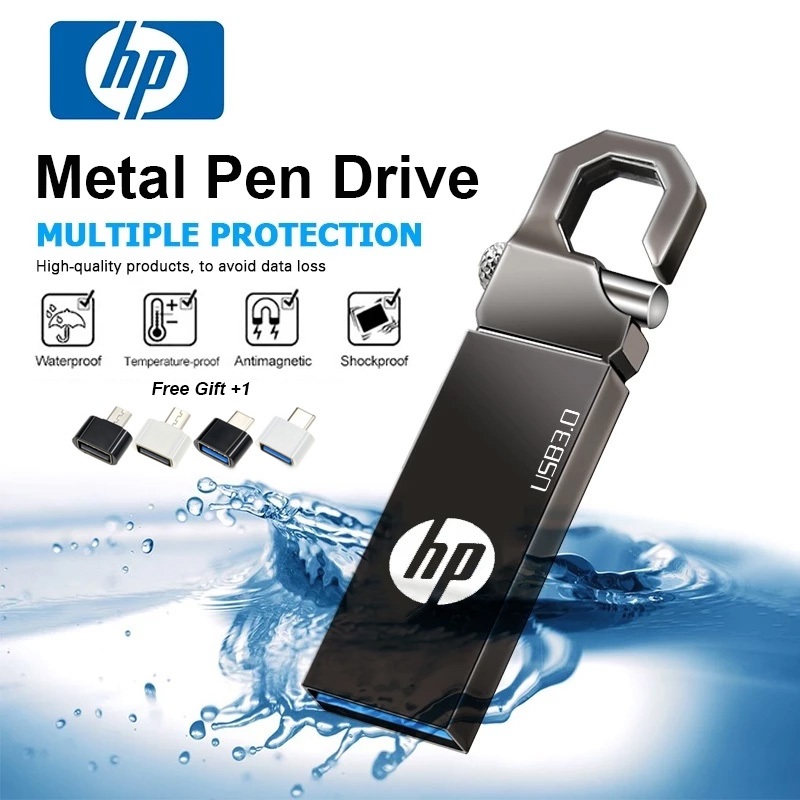 Pen Drive HP De 2 Tb De Alta Velocidade ​ Unidade Flash Robusta De Metal USB Para Notebooks À Prova D'água E De Poeira