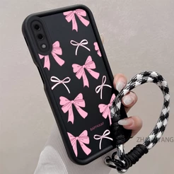 Capa Para Samsung A02 A10 Silicone TPU anti Queda Caso De Telefone Estética Bonito Dos Desenhos Animados Rosa E Branco A