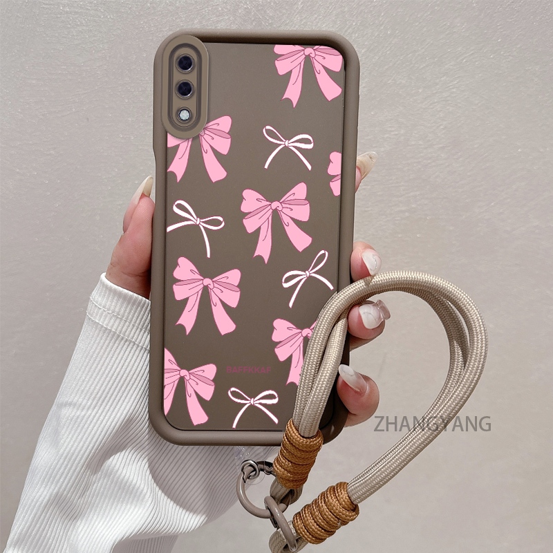 Capa Para Samsung A02 A10 Silicone TPU anti Queda Caso De Telefone Estética Bonito Dos Desenhos Animados Rosa E Branco A — imagem 2 de 2