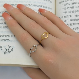 Anel de aço inoxidável brilhante amor, à prova d'água à prova de suor, não desbota, combinação aleatória simples e requi em Oferta na Shopee