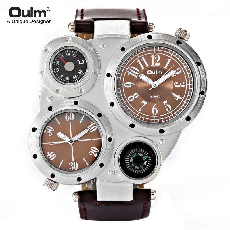2025 Motocicleta Masculina Grande Mostrador Movimento Duplo Fuso Horário Bússola Termômetro Relógio De Quartzo 56mm