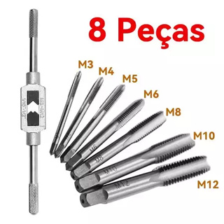 Kit Jogo De Tarraxas Macho Para Abrir Roscas C/ 8 Peças M3 A M12 Resistente em Oferta na Shopee