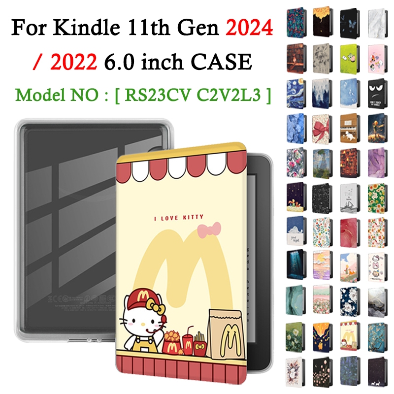 Capa Cartoon para Kindle 11a Geração 2024 2022 Design Criativo e Pintura Colorida Acrílico com Acordar Inteligente em Oferta na Shopee
