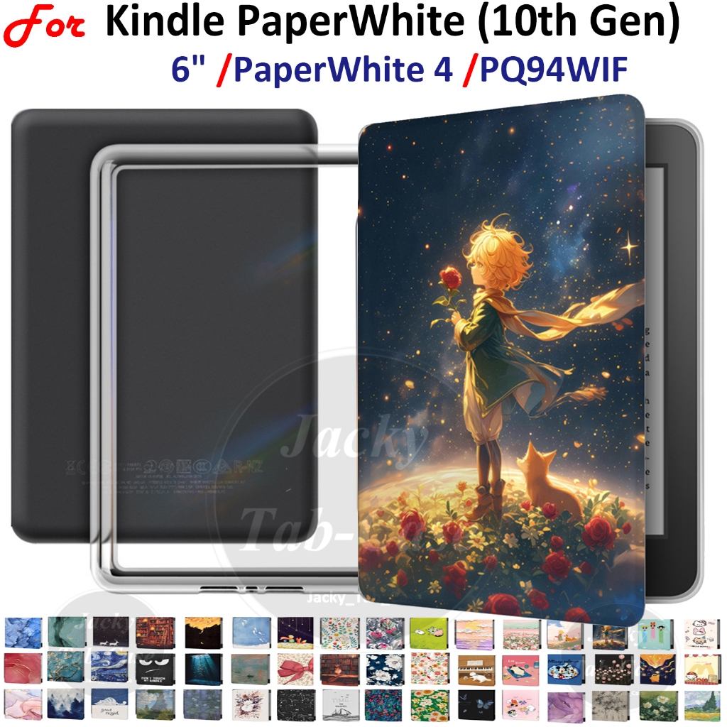 Para Kindle PaperWhite (10ª Geração) 2018 6" PQ94WIF KPW 4 Capa de Acrílica Transparente , Flip Com Padrão De Moda