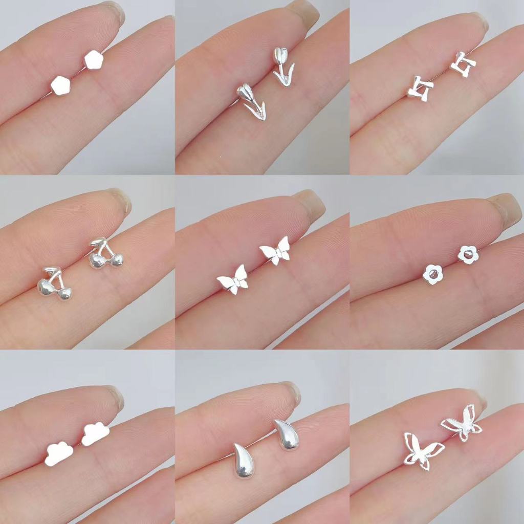 Mini 925 Brincos Silver Stud/De Design Simples Para Meninas Estilo ins  Acessórios Hipoale...