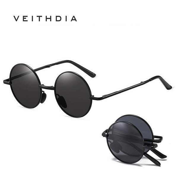 VEITHDIA Moda Masculina Polarizada Dobrável Óculos De Sol Feminino Redondo Proteção UV400 Tons Visão Noturna Lente Fotoc em Oferta na Shopee