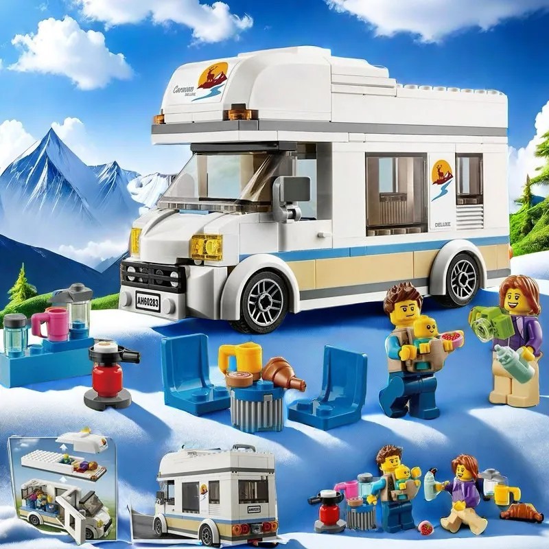 Novo produto série cidade feriado campista montagem bloco de construção brinquedo conjunto compatível com Lego crianças