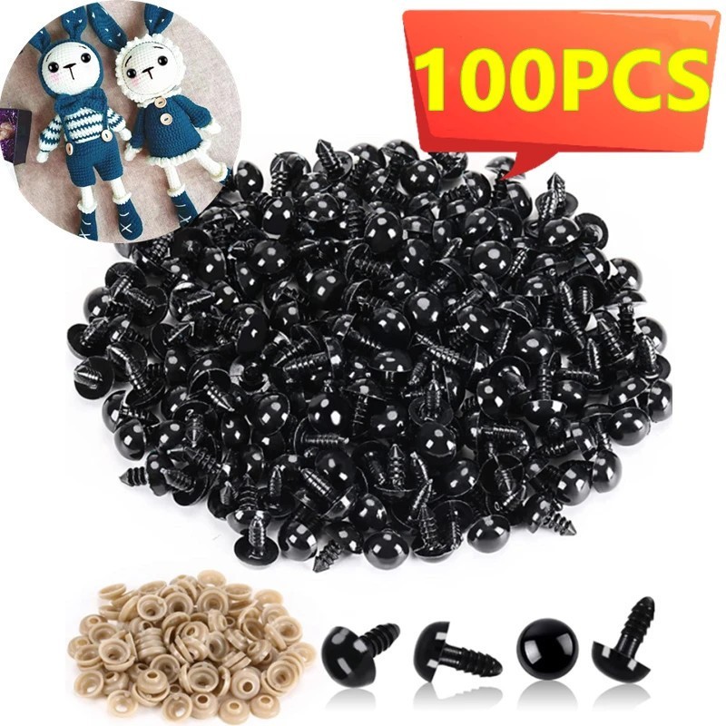 100pcs 5-20mm Eyeball Doll Acessórios Plástico Preto Plush Segurança Olhos Para Engraçados Animais Brinquedos em Oferta na Shopee