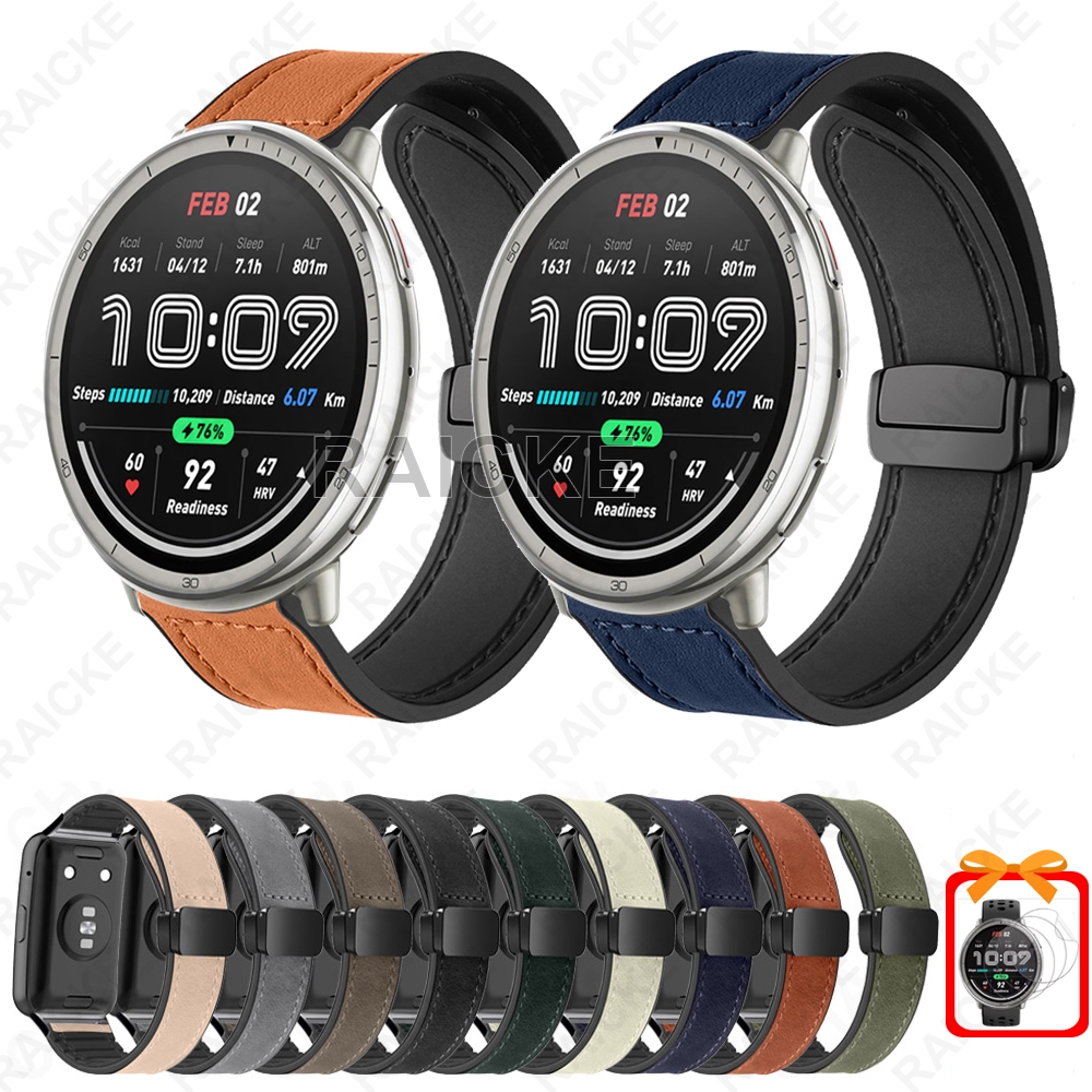 Couro Macio De Liberação Rápida Com Pulseira De Silicone Para Amazfit Active 2/Square/Active 3 Premium/Active Max