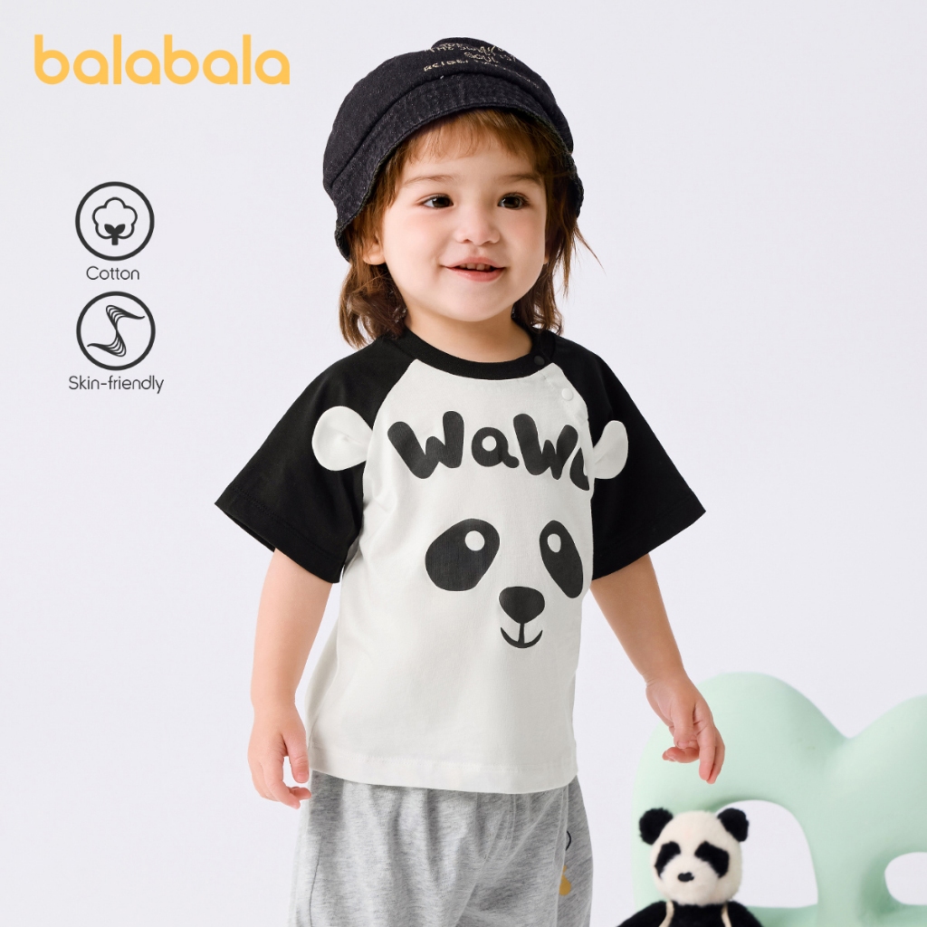 balabala Camiseta Infantil Menino Menina Manga Curta Algodão Verão Confortável Respirável Roupa Casual