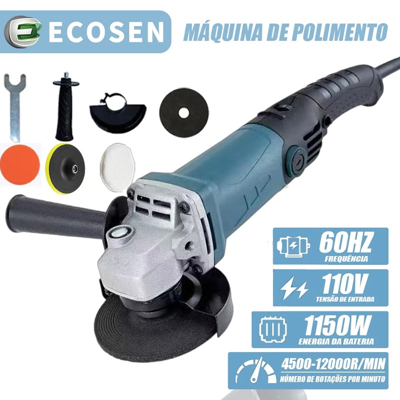 Politriz Lixadeira Esmerilhadeira 1050w 4.1/2 110v ou 220v  Multifunções 6 Velocidades Songhe Tools ECOSEN - Home & Living