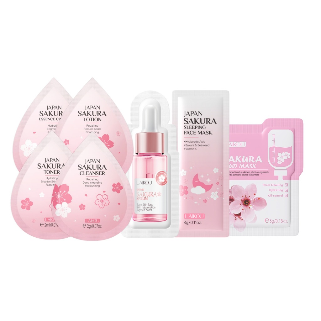 LAIKOU Sakura Máscara Com Ponta Brilhante Para Cuidados A Pele 7pçs - Beauty
