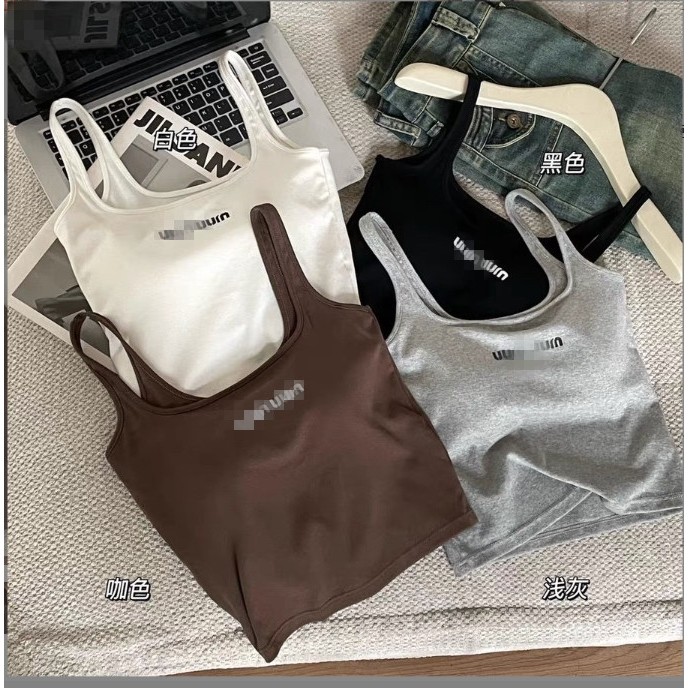 Colete de pescoço quadrado com almofada no peito feminino estilo curto interior magro-ajus...