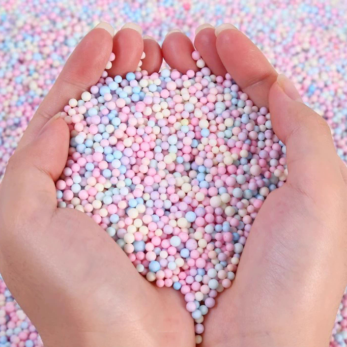 (10/30/50g) bola de espuma Macaron caixa de presente decoração enchimento DIY colorido meteorito planeta isopor lodo peq