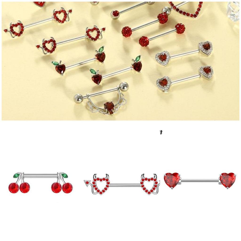 Joias piercing De Haste Reta De Aço Inoxidável Em Forma De Coração