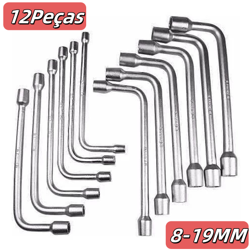Kit 12 Peças Jogo de Chave Biela Kit Ferramentas 8 a 19mm Kit Ferramentas Jogo Chaves Biela Chave Boca
