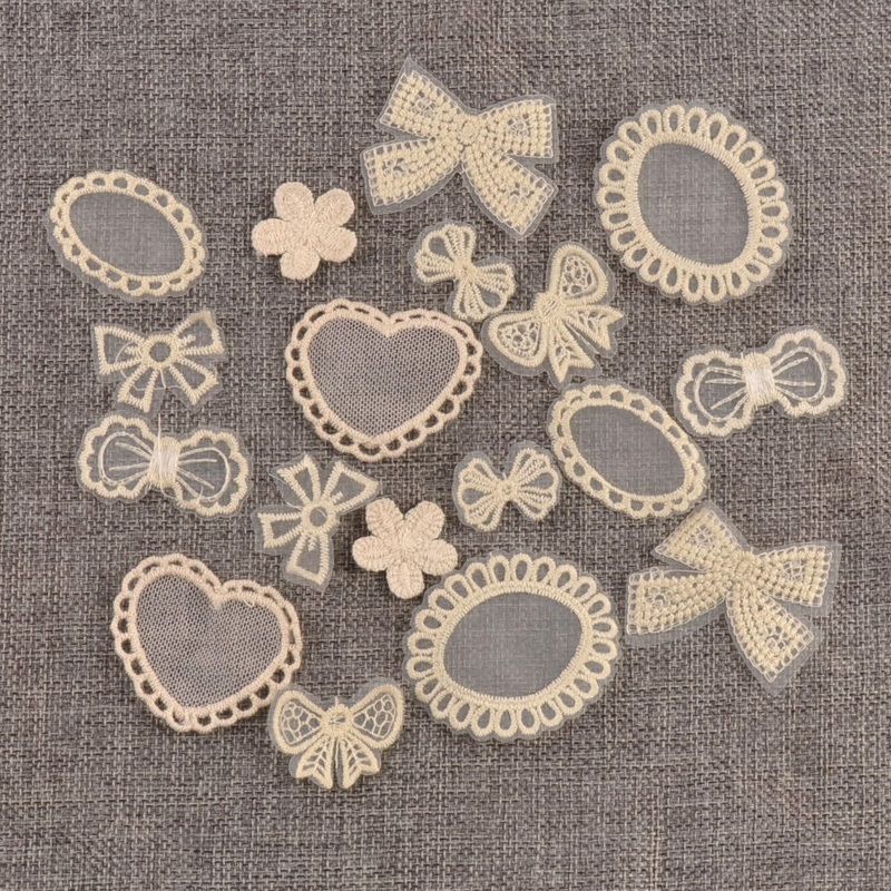 20 Pçs Flor Renda Apliques Malha Guarnição Para Costurar Em Tecido Guipure Suprimentos De Casamento Decoração Casa CP418