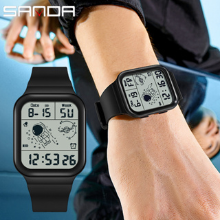 Sanda 6052 Display LED Relógio Digital Quadrado Astronauta Design Masculino Feminino Tendência Da Moda Juventude Eletrôn em Oferta na Shopee