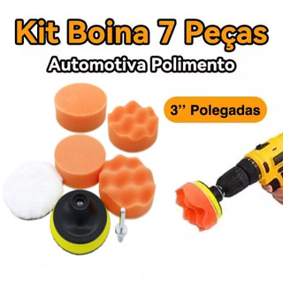 7 Peças Kit Boina Polimento Automotivo Espuma e Lã 3 Polegadas para Furadeira e Parafusade...