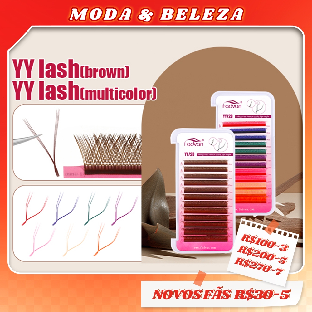 FADVAN Pestanas Coloridas YY Brown Extensão De Brasileiras Volume Profissional Ferramentas De