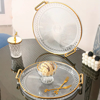 Bandeja Organizadora Decorativa Multiuso Para Servir Nórdica Com Alça e Detalhe em Dourado Decoração de Mesa em Oferta na Shopee