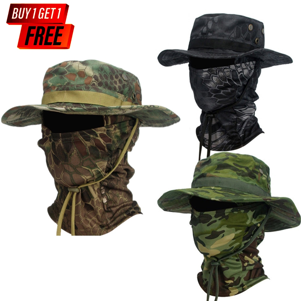 Compre 1 Leve 1 Pescador Caça Ao Ar Livre Pesca Chapéu Largo Protetor Solar Bonés Boonie Balaclava Terno Dobrável Macio em Oferta na Shopee