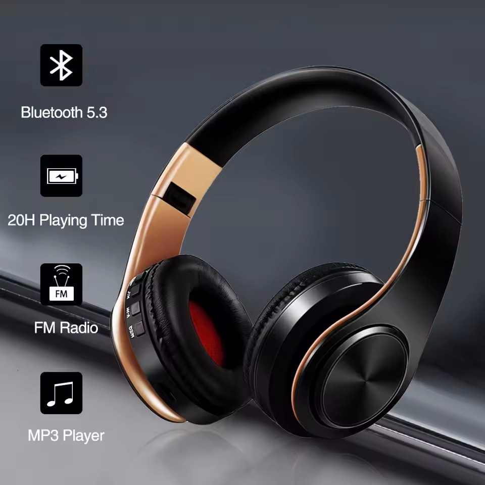 Fones De Ouvido Estéreo HIFI Bluetooth Fone Música FM E Suporte Cartão SD Com Microfone Para Celular
