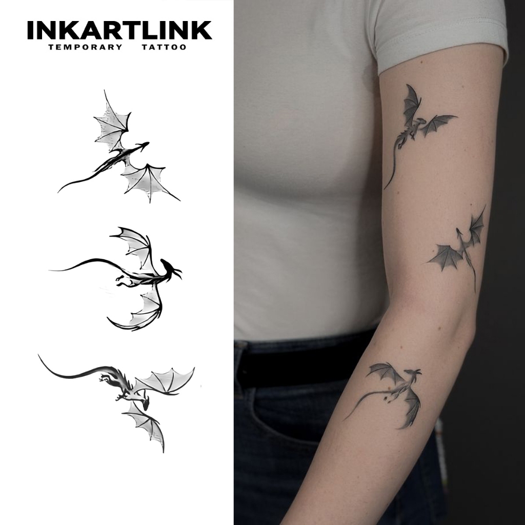Inkartlink Dragão Tatuagem Temporária À Prova D'água Adesivos Tatuagens Falsas Semi Permanentes em Oferta na Shopee