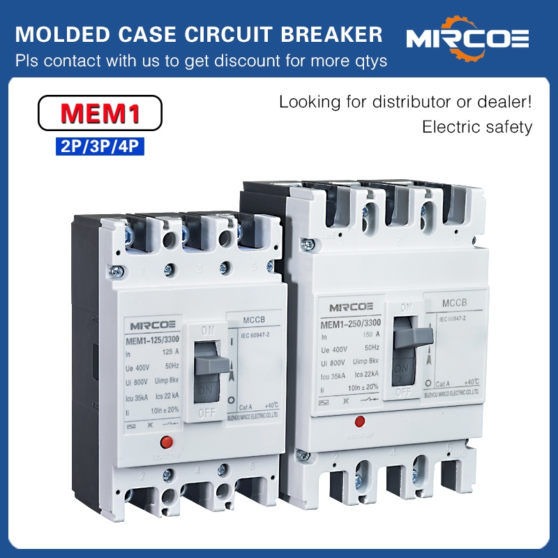 Disjuntor De Caixa Moldada MORCOE MCCB 2 Pólos 3 50/60HZ AC 100A 125A 150A 175A 225A 250A CE