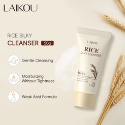 LAIKOU Arroz Sedoso Limpador Baixo pH Limpeza Suave Hidratante Sem Aperto 50g