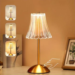 Luminária Abajur de Mesa Saia Seda Com Barra Led Sensor Toque De Luz Quarto Sem Fio 3 Cores 110/220v