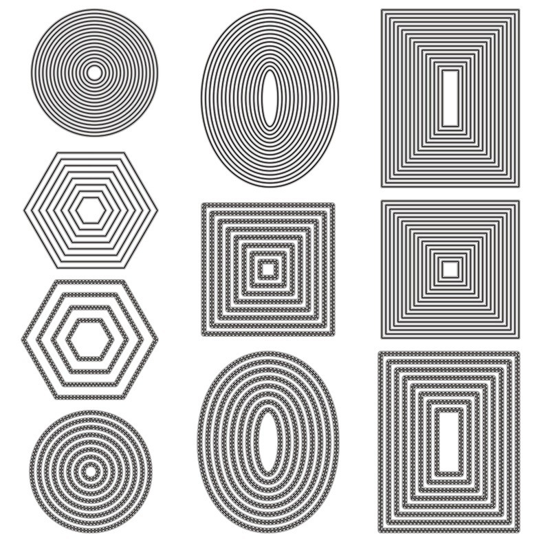 10 Matrizes de Corte de Borda Básicas, Estênceis de Corte de Metal em Aço Carbono, Scrapbook, Embossing, DIY, Modelos de